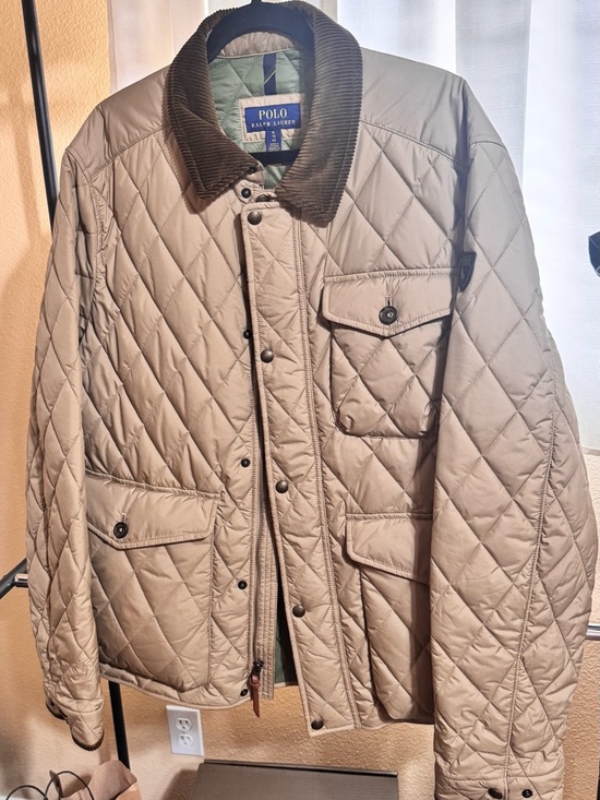 Polo Ralph Lauren Other - Polo by Ralph Lauren Tan Quilted Jacket with Brown Corduroy Collar